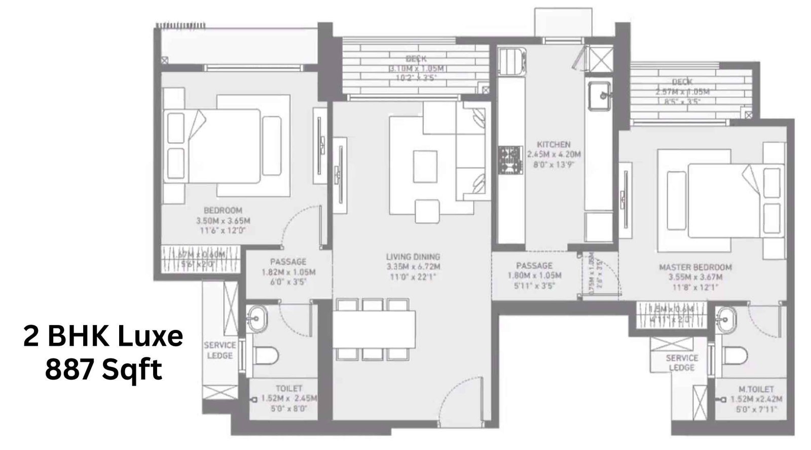 Birla-Taranya-Floor-Plan-2-BHK-Luxe-887-sqft