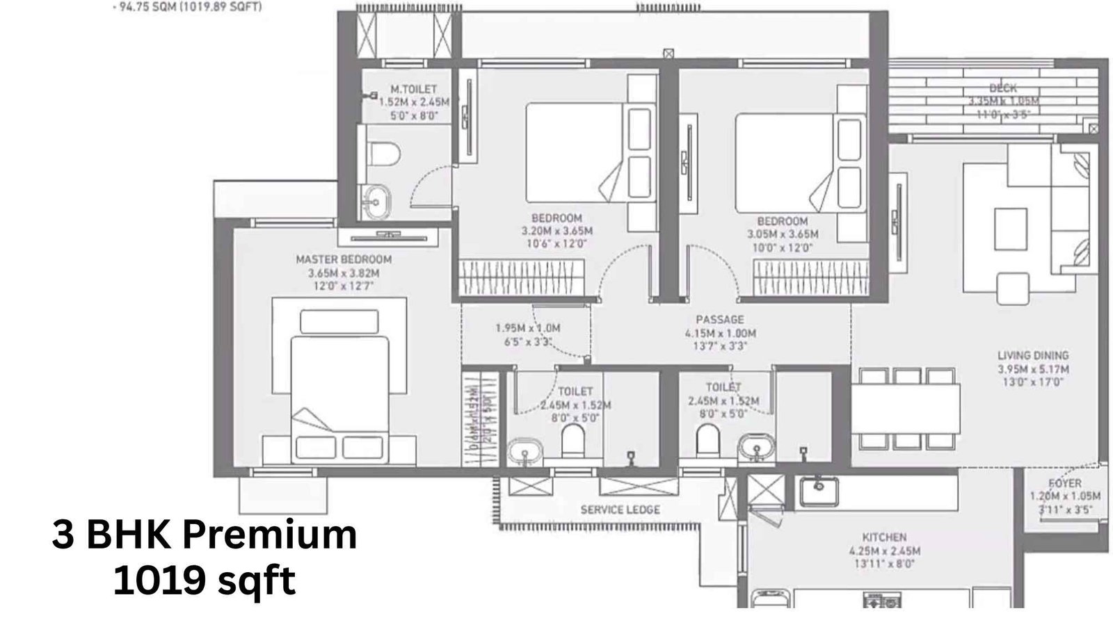 Birla-Taranya-Floor-Plan-3-BHK-Premium-1019-sqft